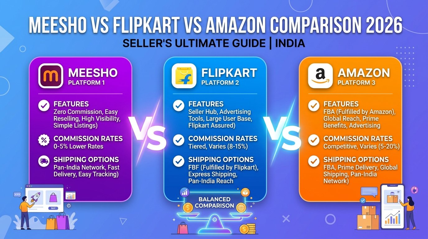 Meesho vs Flipkart vs Amazon: Which Platform is Best for New Sellers in India (2026)?